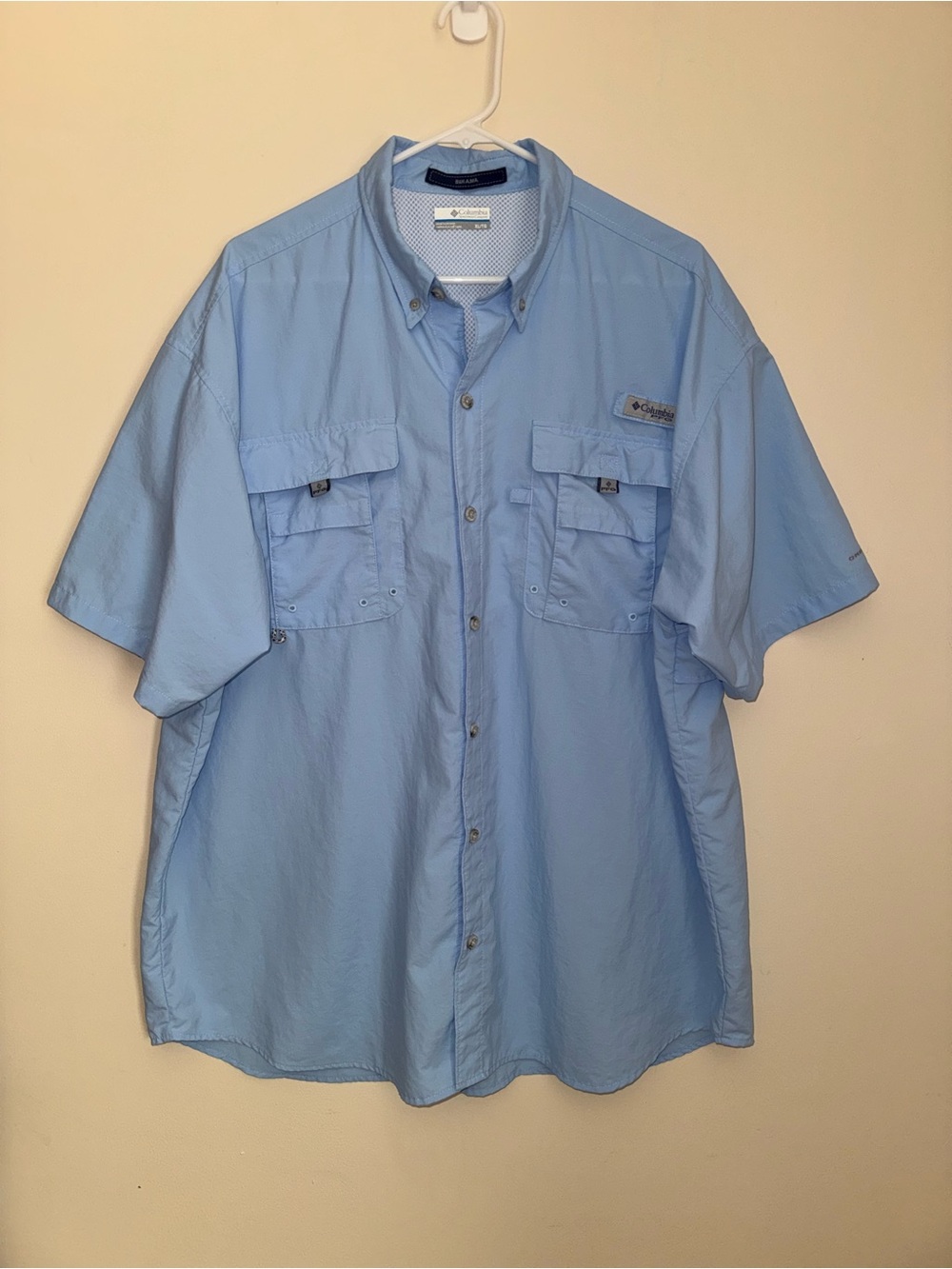 Columbia PFG Omni-Shade Bahama Fishing Shirt Men’s XL Blue Short Sleeve Vented